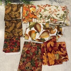 Autumnal Fall Cotton Lot Of Mixed Cut Fabric Bundle mixed sizes